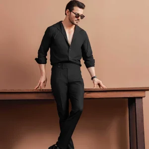 Black Split Two Buttoned Gurkha Trousers