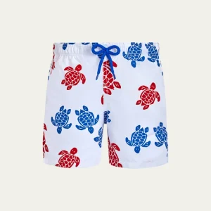 Boy's Multicolor Turtle-Print Swim Shorts, Size 2-14