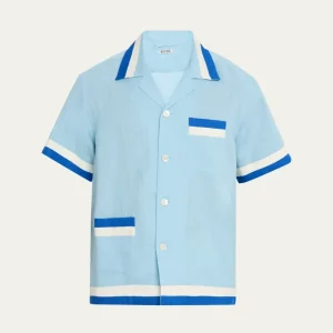 Men's Seedling Stripe Linen Camp Shirt