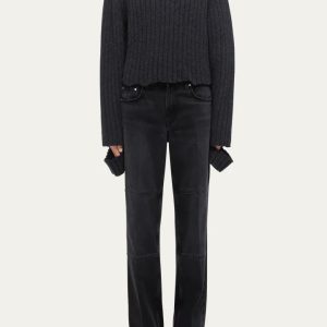Deconstructed Asymmetric Turtleneck Sweater
