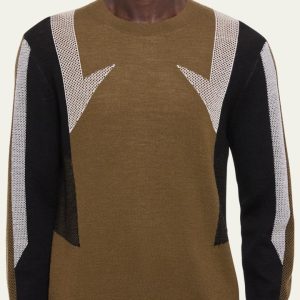 Men's Wool Mesh Paneled Sweater